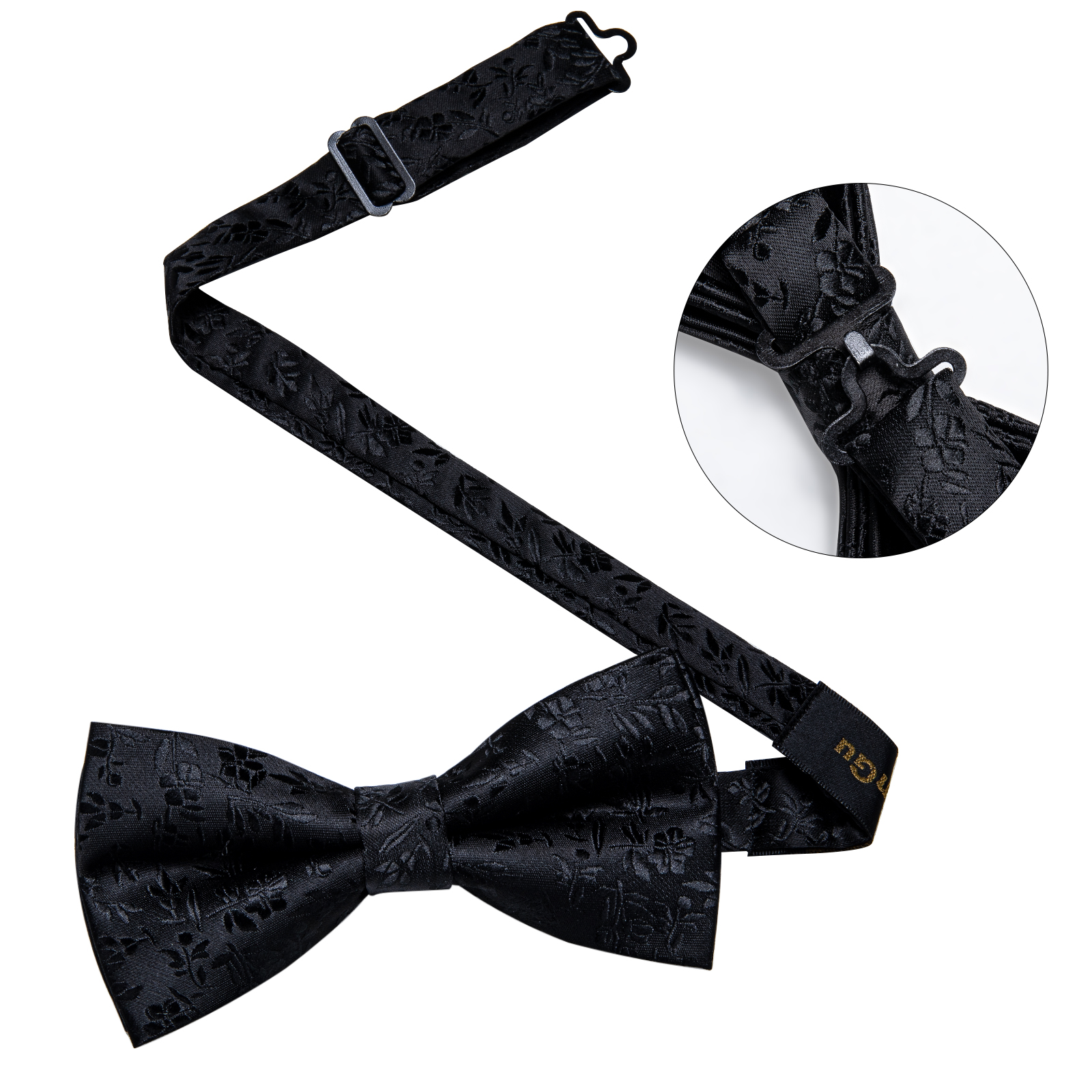 4Pcs Black Solid Floral Men's  - Bow Tie Pre Tied บทวิจารณ์และราคา