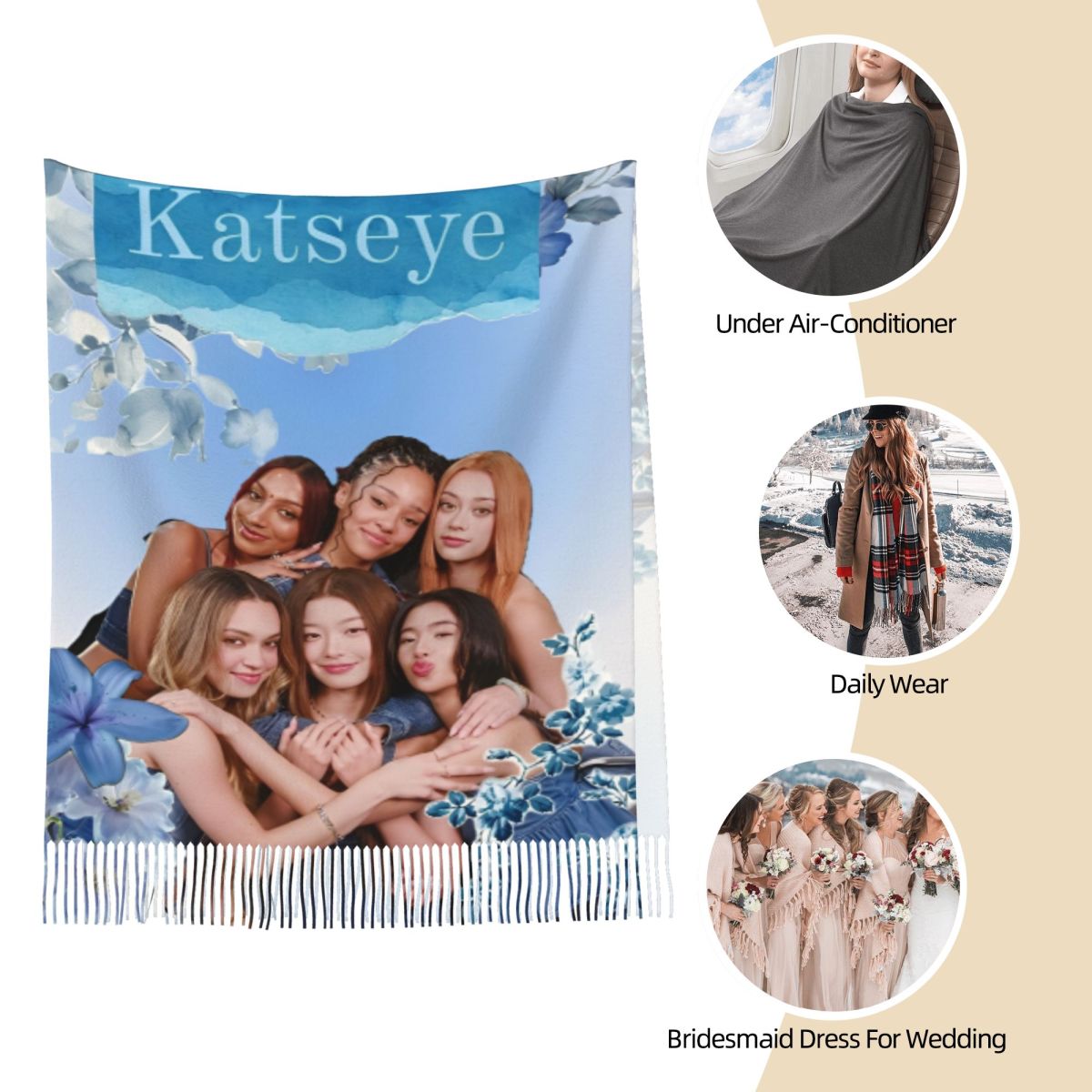 Katseye Kpop Scarf for Women W - Pashmina Wrap Large บทวิจารณ์และราคา
